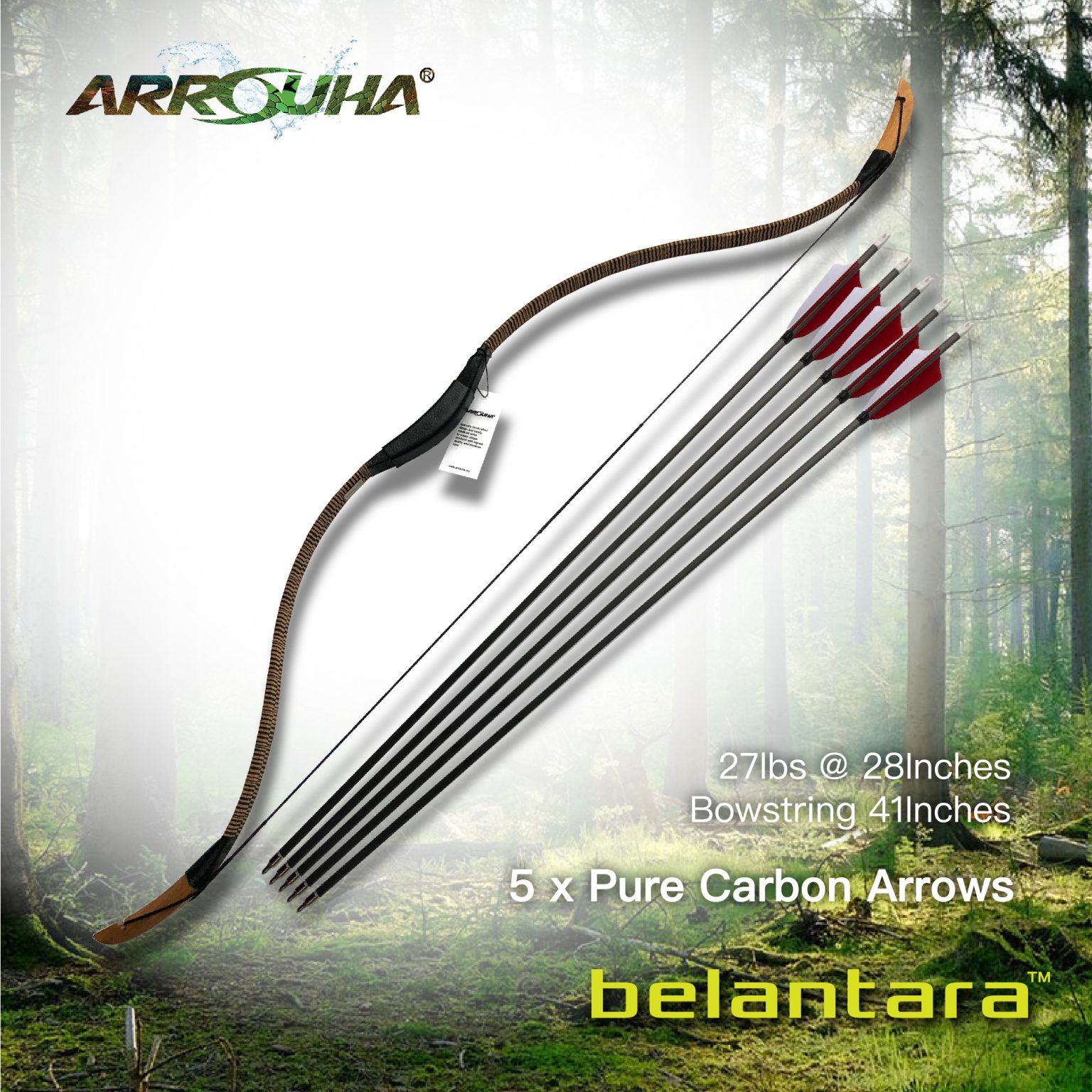 Rentas Belantara Traditional Archery Bow Package 27Lbs Compact Bow 41